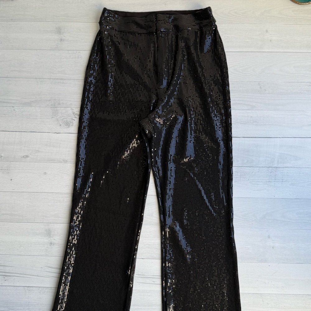 House of Harlow 1960 Black Straight Leg Shiny Pants XS - Picture 5 of 8